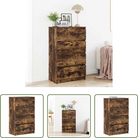 vidaXL Meuble - Buffet Chêne fumé 60x35x98,5 cm Bois d'ingénierie (1/5)