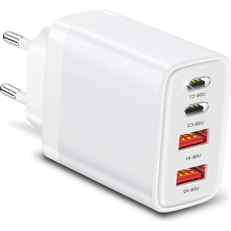 Chargeur USB C Rapide 45W USBC Multi Prise Replacement 17 16 15 14 13 12 11 Pro Max SE 2020 XS XR X 8, Pad, 4-Port Chargeur Rapide Type C Secteur Adaptateur Mural Alimentation (1/5)