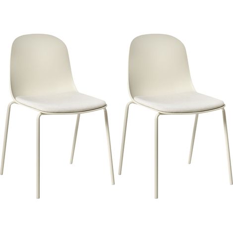 Set di 2 sedie da conferenza Seduta in poliestere Schienale in plastica Gambe in ferro Mobili da ufficio moderni Beige chiaro Dorr (1/5)