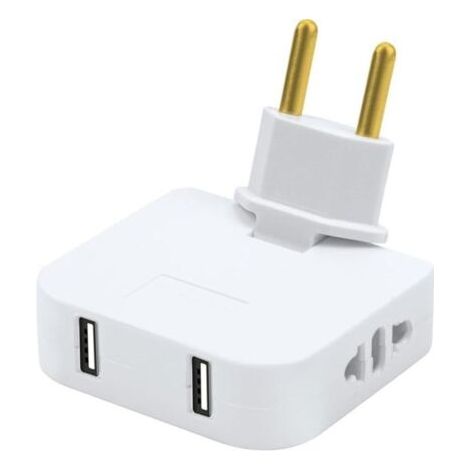 Prise Plate Derriere Meuble, avec 2 Prises de 220 V et 2 USB, Prise Plate avec Connexion Pivotante à 180, Adaptateur Européen et Américain