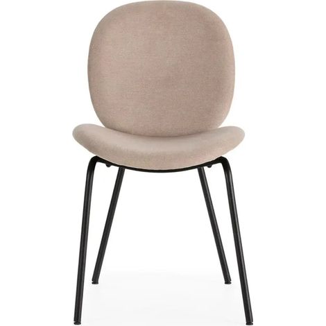 LINE - Lot de 2 chaises pieds en métal noir - Beige (1/5)