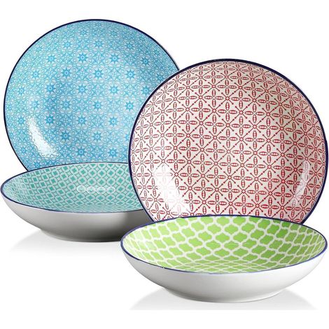 Suppenteller Porzellan 4er Set bunt Ø 21,2 cm 800 ml Füllmenge Tiefteller Geschirrset (1/5)