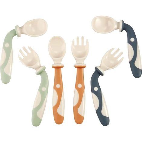 Juego de cuchara y tenedor flexibles para bebés (paquete de 6),niños pequeños y niños pequeños. Cubiertos con tenedor de fácil agarre