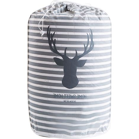 Sac de rangement cylindrique pour vêtements, couverture et oreiller, grand format réutilisable avec cordon, organisateur de maison motif tête de cerf