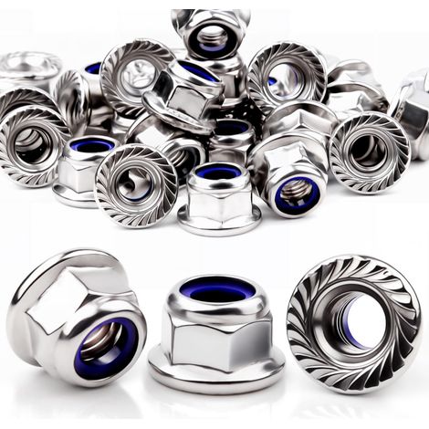 30 Pièces Ecrou M8 Inox DIN 6926 À Embase Crantée M8 Ø16,4 mm A2 304 Écrou Autobloquant M5/M6/M8/M10 (1/5)