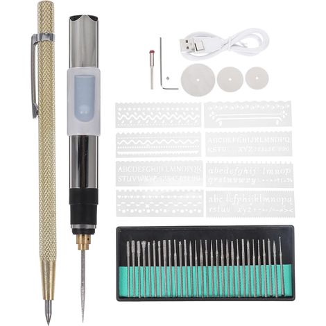 Stylo à Graver Électrique 25w à 3 Vitesses Réglables, Kit 1 Set Argenté, Abs Acier Caoutchouc Cuivre, 280 Ma, Usage Pro et Familial, Gravure et Polissage (1/5)
