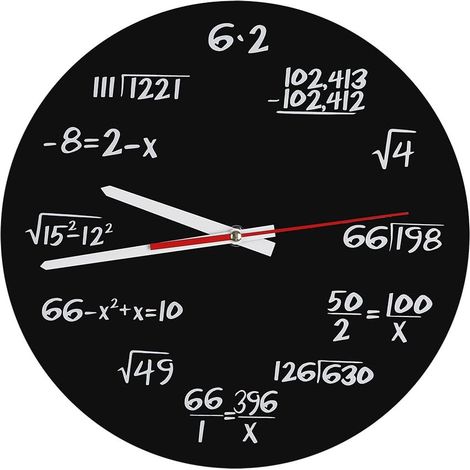 Horloge murale en acrylique, horloge mathématique créative, design unique, horloge amusante avec formules mathématiques, idéale pour la salle de classe, la maison ou le bureau, décoration moderne (1/5)