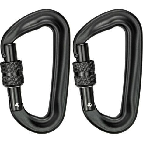 2Pcs Mousqueton Escalade 12KN (1200KG) Robustes Mousqueton Aluminium Mousqueton à Verrouillage en Forme de D pour Hamacs Balançoire de Yoga Camping Porte-clés Chiens de Serrure (1/5)