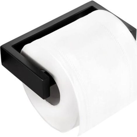 Black toilet paper holder, bathroom toilet paper holder, stainless steel spring, engraved font finish, wall hanging (1/5)