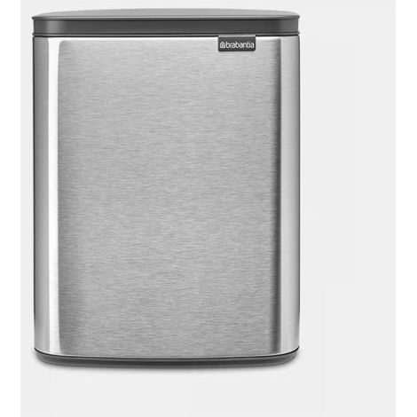 Brabantia 230486 Bo Pattumiera 12 litri Acciaio con Coperchio Soft Close e Secchio Interno Rimovibile colore Matt Steel Fingerprint Proof
