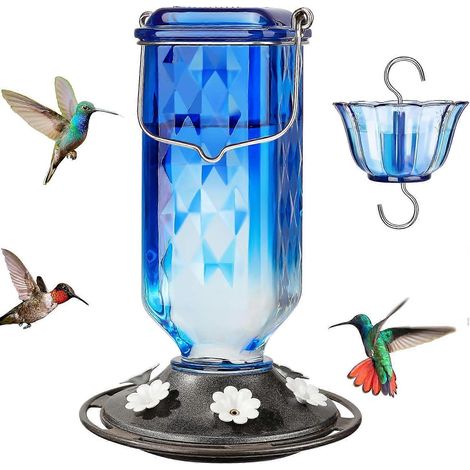 Mangeoire suspendue d'extérieur, mangeoire anti-fuite pour colibris de 710 ml (24 oz), 6 ouvertures d'alimentation, mangeoire à nectar pour la décoration de jardin (1/5)