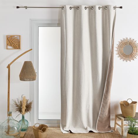 Rideau occultant thermique double face 140x260 cm – 100% polyester – 10 fois plus isolant – Protection totale contre la lumière (1/4)
