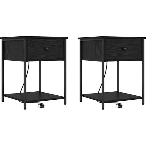 Maison Exclusive - Nachttisch 2 pcs Schwarz Eichen-Optik 42 x 41