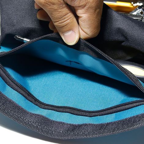 Kit di attrezzi, borsa porta attrezzi arrotolabile, borsa porta attrezzi da elettricista con ruote, kit di attrezzi in tela, borsa portaoggetti con cerniera e fibbia per elettricista, idraulico o mecc (1/4)