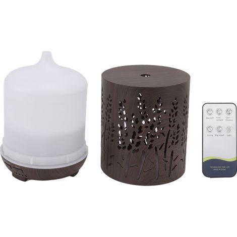 Humidificateur d'air imitation bois 300 ml avec veilleuse intégrée, idéal pour la chambre, le salon et le bureau. Prise UE 100-240 V. (1/5)