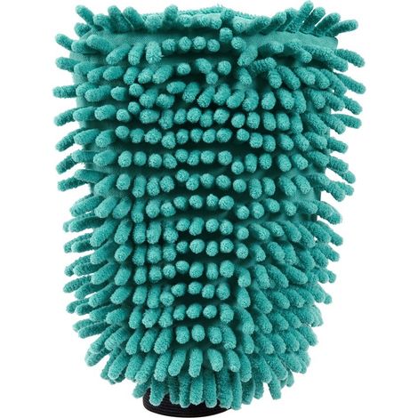 Car Care Cleaning Range Hand Mitt with Elasticated Cuff, Chenille and Microfibre, Teal/Grey (1/3)