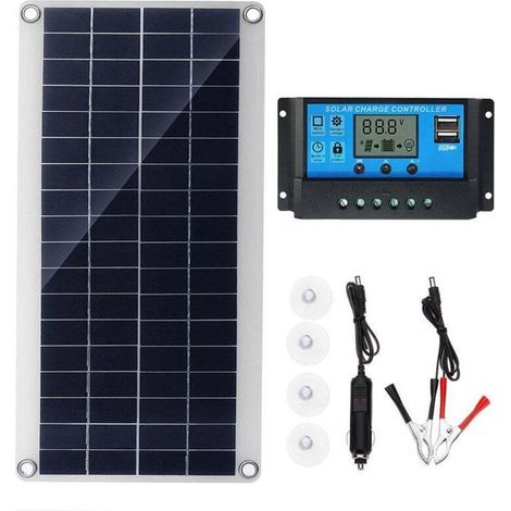 Kit pannello solare da 300 W 12 V, kit caricabatterie con regolatore di carica solare da 20 A per camper, yacht, esterni, giardino, illuminazione -Crezuo