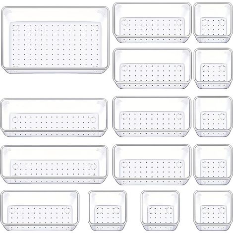 Boîte De Rangement Pour Tiroir - Boîtes Transparentes En PET - 4 Tailles - Pour Cuisine Salle De Bain Bureau - 15 Pièces (1/5)