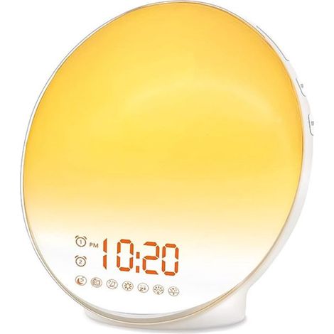 Despertadores con simulación de amanecer/atardecer, doble despertador, luz nocturna para mesita de noche, radio FM (1/5)