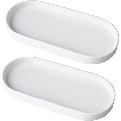 Sollbry 2 Pièces Plateau en Ovale Blanc Plat en Ovale pour Salle de Bain, Cuisine et Décoration - 19 x 9.5x 1.5 cm (1/5)