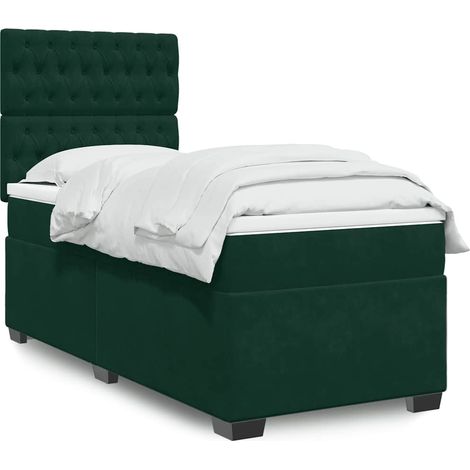 Boxspringbett mit Matratze Dunkelgrün 100x200 cm Samt (1/5)