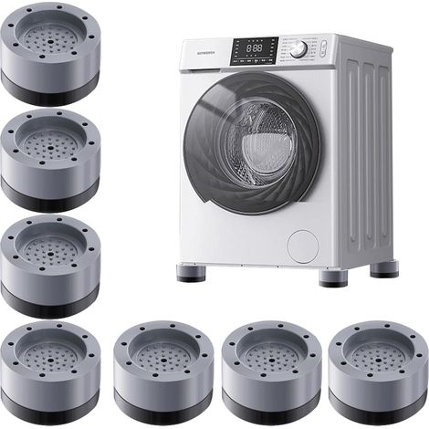 Set di 8 cuscinetti antiscivolo universali per lavatrici, regolabili in altezza, antivibrazione, per lavatrici e asciugatrici (grigi) (1/5)
