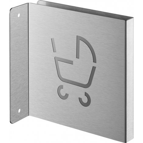 Targa segnaletica <>, acciaio inox spazzolato, 120 x 120 mm, con bordo ripiegato – THIRARD (1/3)