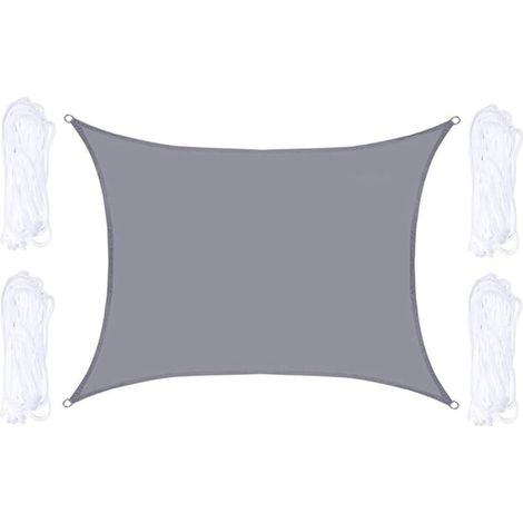 Voile d'ombrage rectangulaire 2 x 3 m, protection solaire, coupe-vent, protection UV, résistance à la déchirure, kit de montage pour camping, terrasse, balcon, jardin, extérieur (4 x 6 m, D) (1/4)