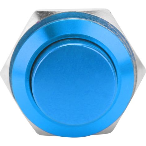 Interrupteur à bouton-poussoir en métal étanche en acier inoxydable à réarmement automatique normalement ouvert 16 mm 220 V (bleu)