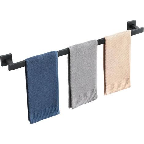 Porte Serviette Salle de Bain, Longueur 80 CM, Barre Serviette Salle de Bain en SUS304 Acier Inoxydable, Porte Serviette Murale à Cuisine ou Douche, Noir (1/5)