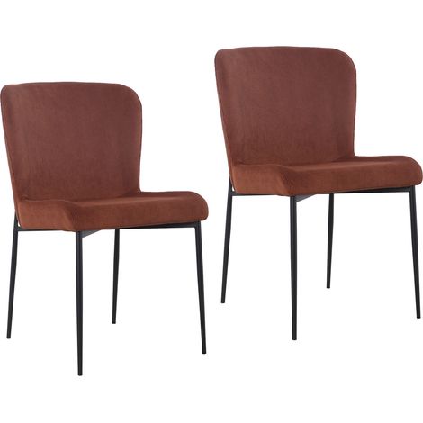 SVITA FREDDIE Esszimmerstuhl 2er Set Cordbezug Metallbeine Braun