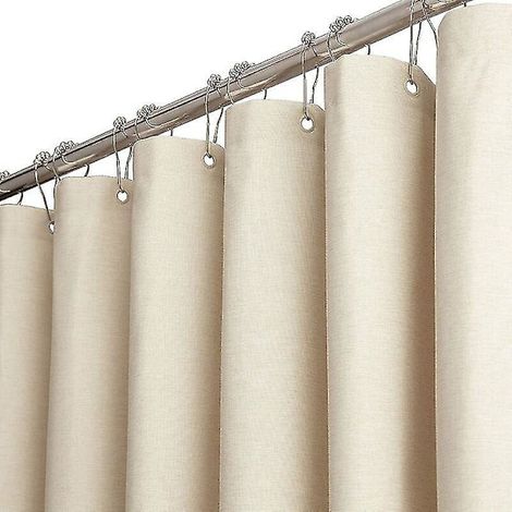 Filiyano-Rideau de douche extra long en tissu 180 x 240 cm, rideau de douche en lin épais (1/5)