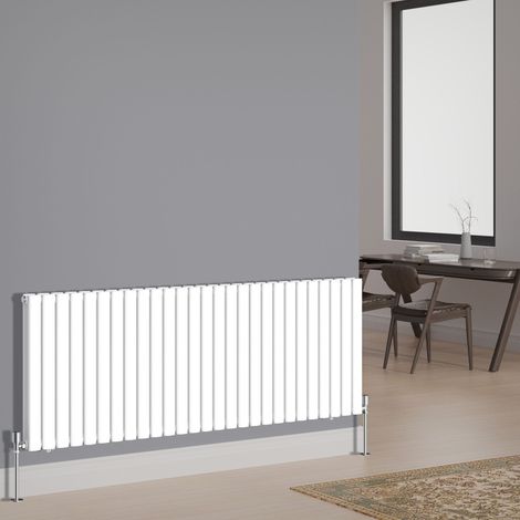 NRG Designer Radiator Oval Column Central Heating Rads Horizontal Double 600x1593mm White (1/4)
