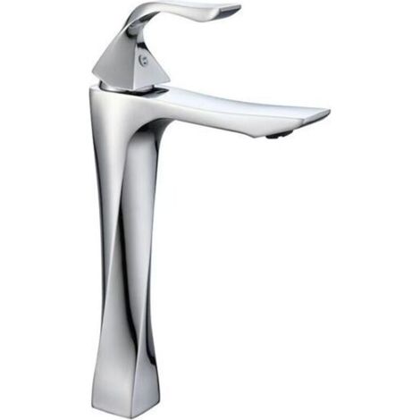 Robinet de lavabo de salle de bain couleur laiton chromé, mitigeur haut/court pour eau chaude et froide, levier unique/chromé haut (1/3)