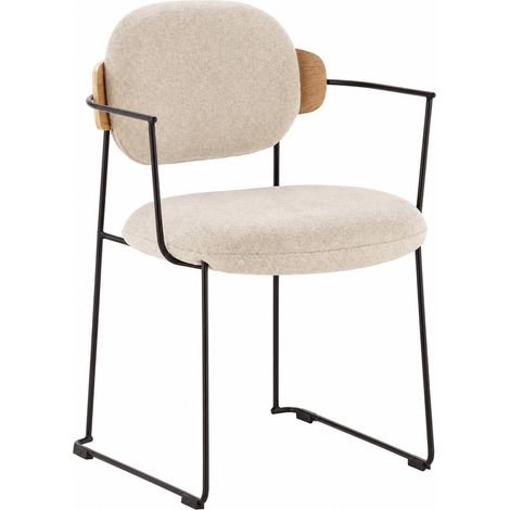 Chaise contemporaine en tissu et métal - noir, naturel et blanc (1/5)