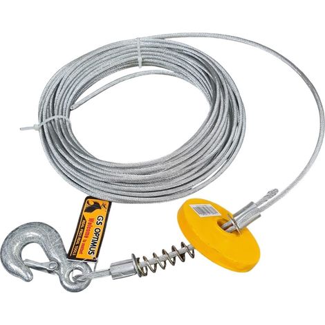 FUNE METALLICA ZINCATO CAVO VERRICELLO ARGANO GANCIO TRAINARE RIMORCHIO 20MT 4MM