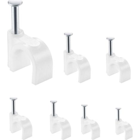 700 Kabelbinder mit runden Stahlnägeln, Kabelklemmen, Kabelbefestigungssystem – 4 mm, 5 mm, 6 mm, 7 mm, 8 mm, 10 mm (1/5)