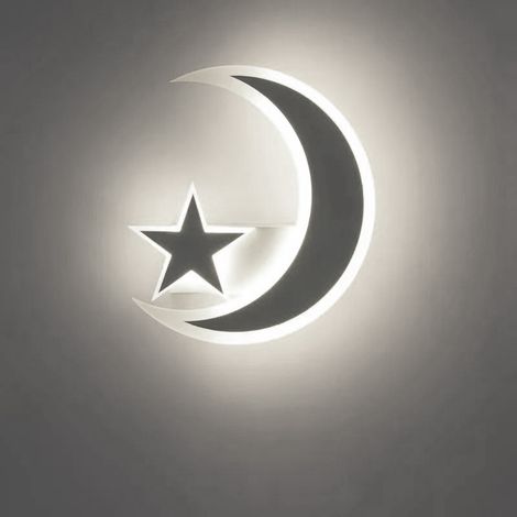APPLIQUE LAMPADA DA PARETE A MURO MODERNA LED LUNA CON STELLA LUCE FREDDA 6500K (1/5)