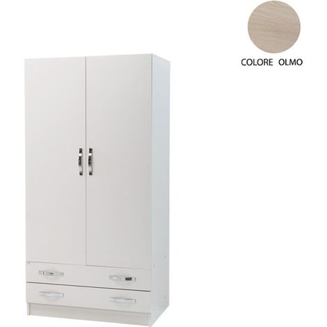(3c) Armadio 2 ante e 2 cassetti cassa Bianco frontale olmo Cm 91x52xH 210 (1/2)