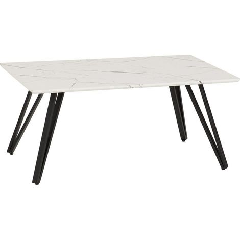 Marlow Coffee Table - L50 x W45 x H100 cm - White Marble Effect/Black