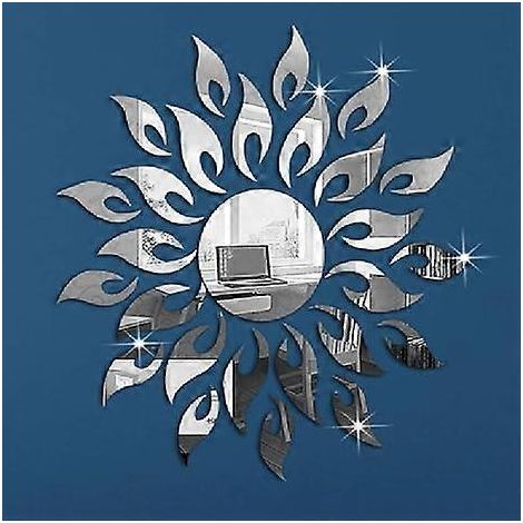Stickers muraux décoratifs effet miroir tournesol, ronds, en acrylique, à poser soi-même, autocollants muraux effet miroir, décoration murale pour salon, chambre (1/5)