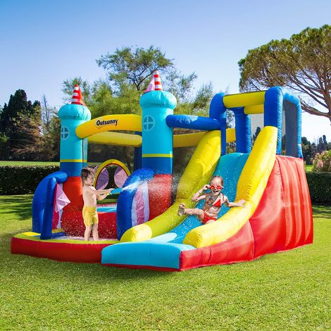 Castello Gonfiabile 4 in 1 Bimbi 3-8 Anni, Scivolo e Piscina, 265x260x200cm