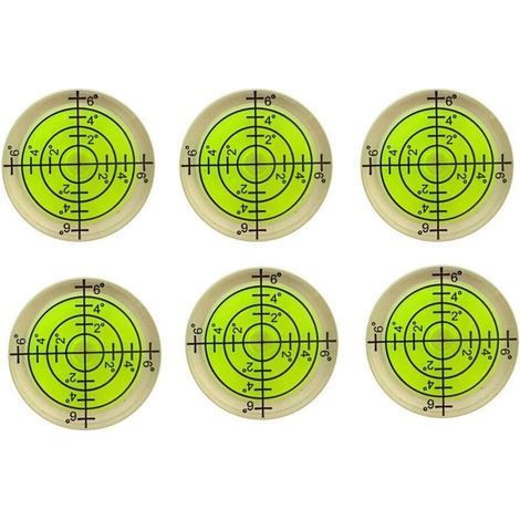 pair Niveau à bulle 6x, niveau Bullseye rond 32x7mm pour trépied, phonographe, platine vinyle-jaune fluorescent (1/5)
