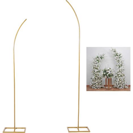 Arche de mariage avec support doré à sommet incurvé, support de fond pour arche de mariage, décoration pour cérémonie, anniversaire, remise de diplômes (1/5)