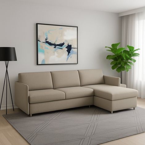Festes Sofa mit Ottomane Posina, Abziehbar, Reversibel Made in Italy, Wasserabweisend, Multifunktional, 260x160 cm Taubengrau\ (1/5)