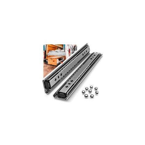 Coulisse pour tiroir charge lourde 120kg – Amortisseur et roulement à billes – Acier galvanisé – Longueur 30cm – Usage intensif (1/4)