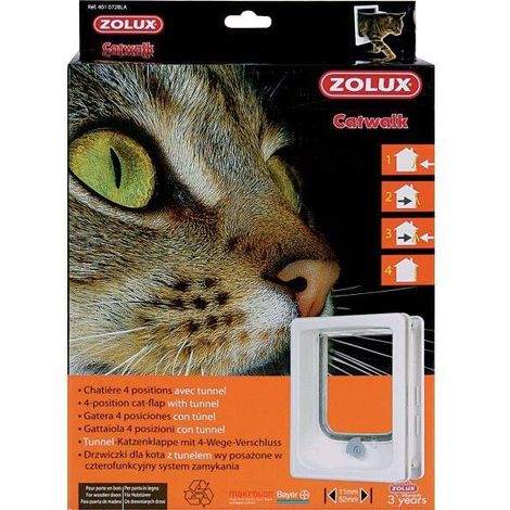 Zolux Catwalk porta gatti bianca con serratura a 4 posizioni