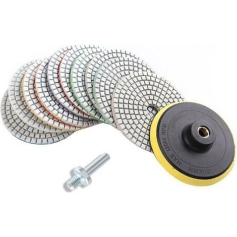 Disques de polissage diamant humide/sec 4" – Lot de 12 pièces pour granit, marbre, béton et pierre naturelle (1/4)