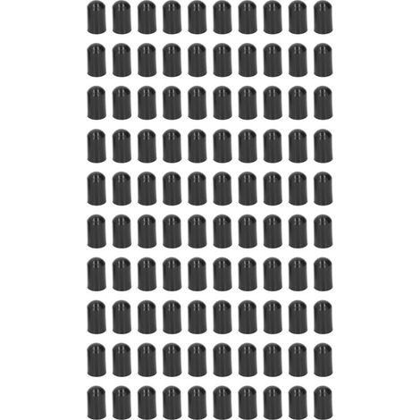 100 Pièces Bouchons d'Extrémité pour Piquets de Clôture Électrique, Capsules d'Insertion en Plastique pour Système de Clôture Électronique Haute Tension, Imperméables, Noirs, 9.5mm (1/5)