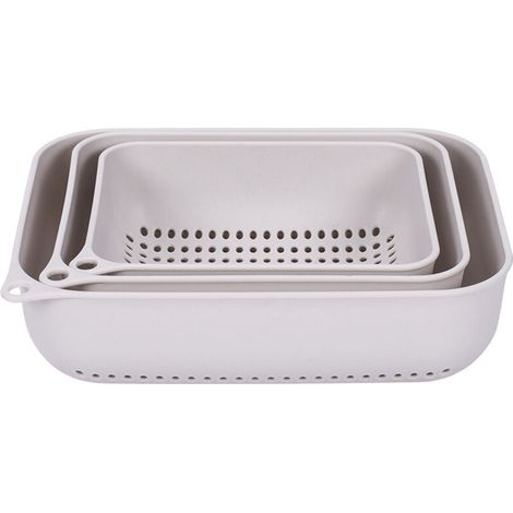 Panier de lavage de légumes en plastique, panier de vidange rectangulaire de cuisine, filtre à eau, panier de stockage de fruits creux,(3PCS) (1/5)